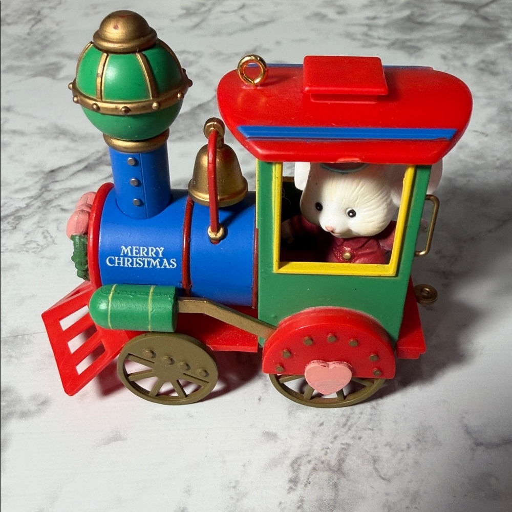 Colorful Train with Mouse Engineer Ornament